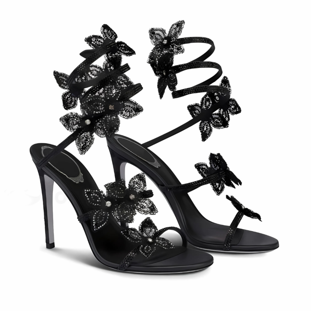 Doré d'Asphalte - Talons Serpenté Fleuri